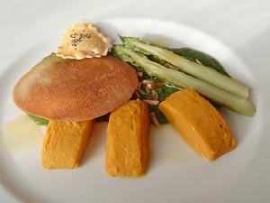 SFORMATO DI ZUCCA CON CREMA DI SPINACI E MANDORLE TOSTATE